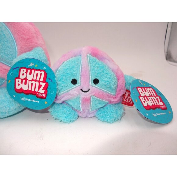 BUM BUMZ RetroBumz Megs The Peace Sign 8” Soft Plush Kellytoy NWT NEW and 5" - Picture 3 of 10